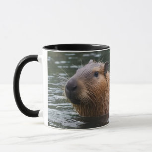 Mug Nage des capybaras dans la rivière,
