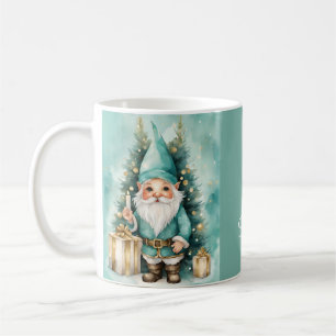 Mug Nain de Noël cosy Turquoise & Or