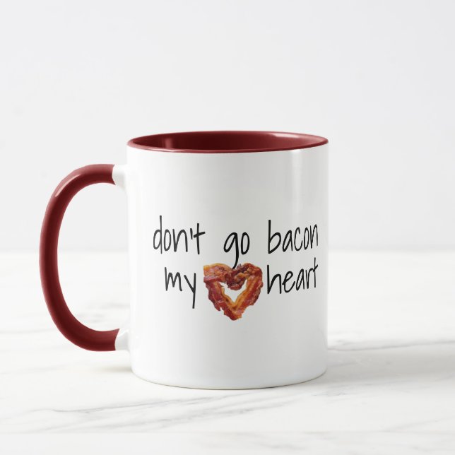 Mug N'allez pas bacon mon coeur, drôle Bacon Lovers Co (Gauche)