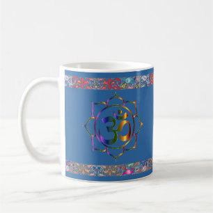Mug Namaste Aum Om Lotus avec frontière Vintage arc-en