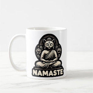 Mug Namaste Yoga chat dans un bouddha pose Chemise Tri