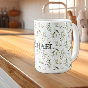 Mug Name    Aquarelle Masculine 15 oz Vert classique