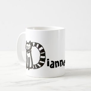Mug - Name with Initial Cat Letter D