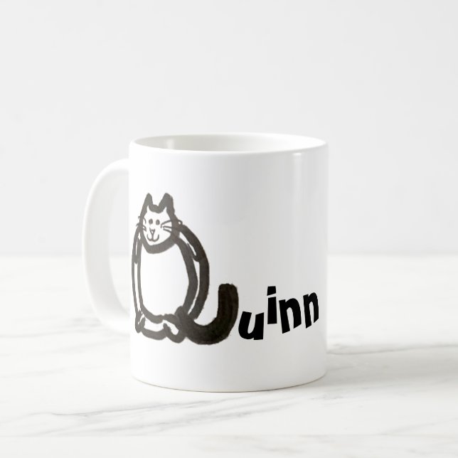 Mug - Name with Initial Cat Letter Q (Front Left)