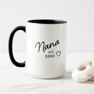Mug Nana Grandma Reveal Est. Année minimaliste