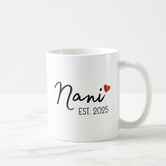 Mug Nani Nana Est 2025 Set, Nouveau Grand-Parent Indie