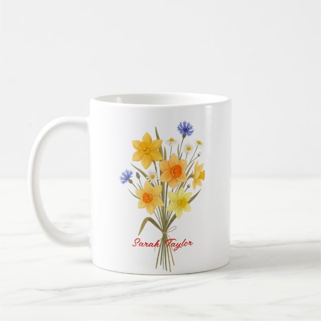 Mug Narcisse Fleur de Naissance Personnalisée Sur Mesu (Gauche)