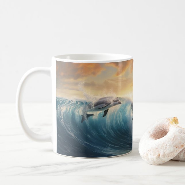 Mug Natation des dauphins (Avec donut)