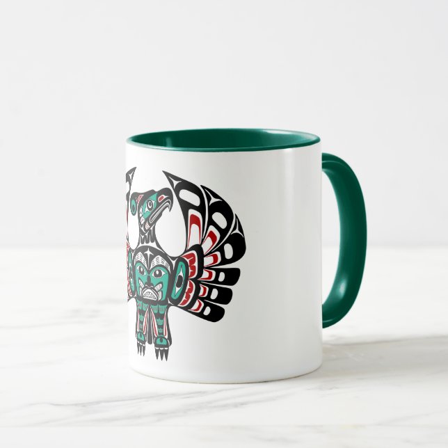 Mug Native American Red Black Haida Art Thunderbird (Devant droit)