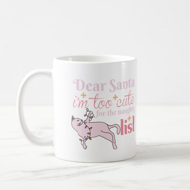 Mug Naughty List Cute Cat Photo Noël (Gauche)