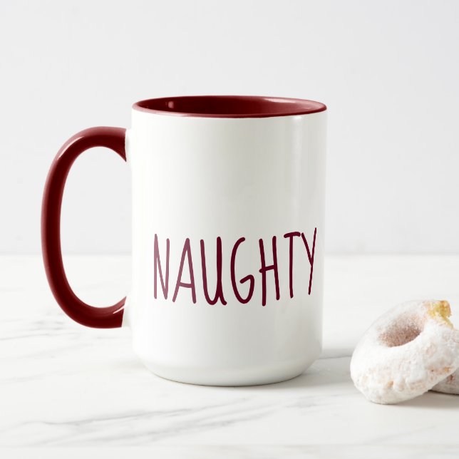 Mug Naughty mignon et Nice Noël (Avec donut)