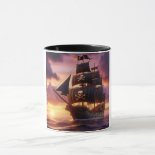 Mug Navire pirate au lever/coucher du soleil