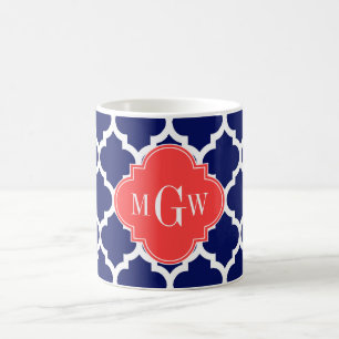 Mug Navy Wht Marocain #5 Corail Rouge 3 Initial Monogr