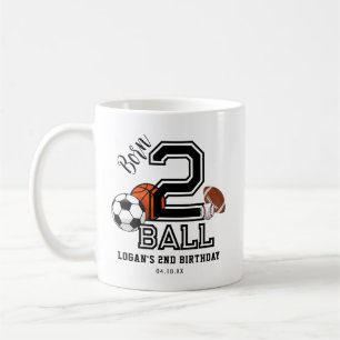 Mug Né 2 Ball Sports Thème Boy's 2nd Birthday Party