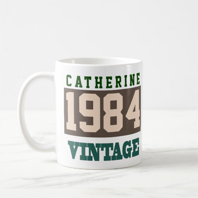 Mug Né en 1984, année de naissance personnalisée (Gauche)