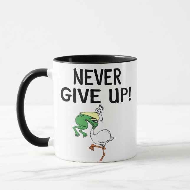 Mug Ne jamais renoncer à la motivation pélican et gren (Gauche)