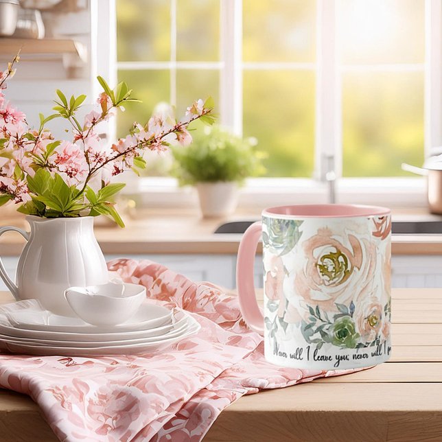 Mug Ne jamais vous laisser Pink aquarelle flore (Créateur téléchargé)