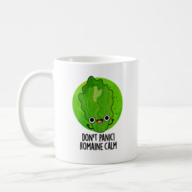 Mug Ne paniquez pas Romaine Calm Funny Veggie Pun (Gauche)