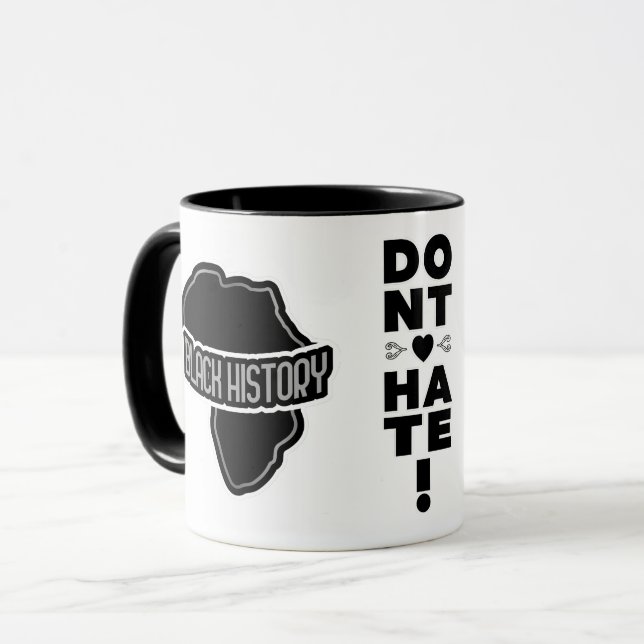 Mug Ne pas haïr l'histoire NOIRE sur BLANC (Devant gauche)