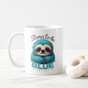 Mug Né pour être bleu, mignon paresse