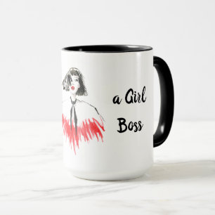 Mug Né pour être une fille Boss Red Ringer 15oz