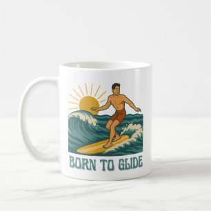 Mug Né pour Glisser Graphique Rétro Surf Californien S