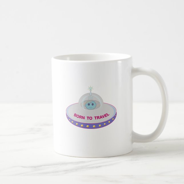 Mug Né pour voyager mignon alien & soucoupe volante (Droite)