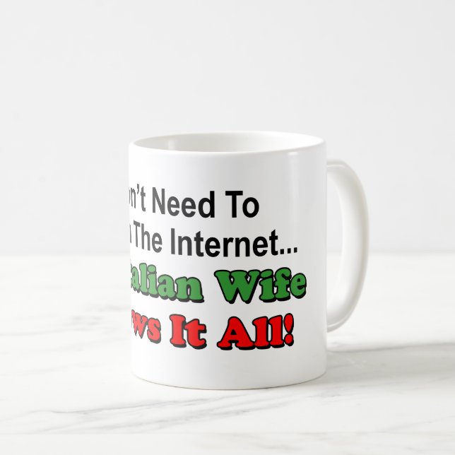Mug Ne recherchez pas l'Internet - l'épouse italienne (Devant droit)