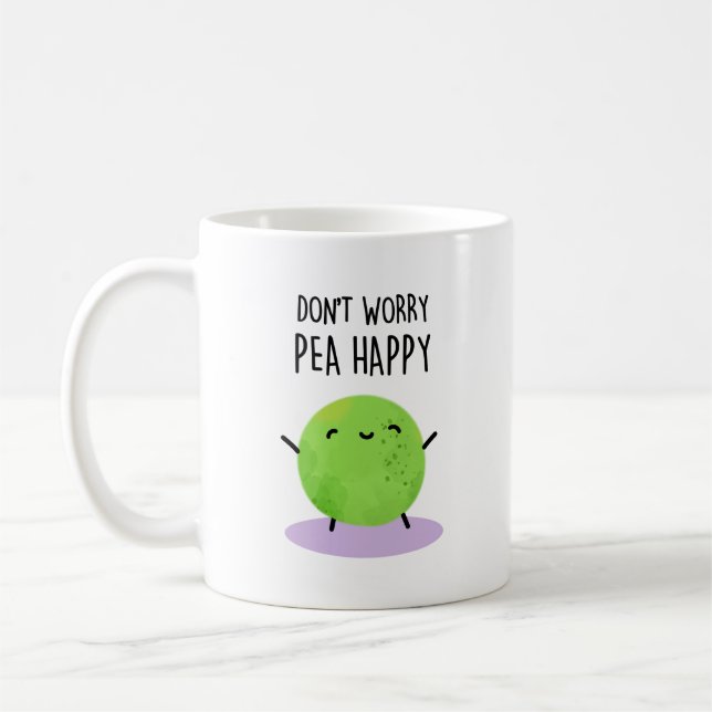 Mug Ne vous inquiétez pas Pois Happy Funny Pea Pun (Gauche)