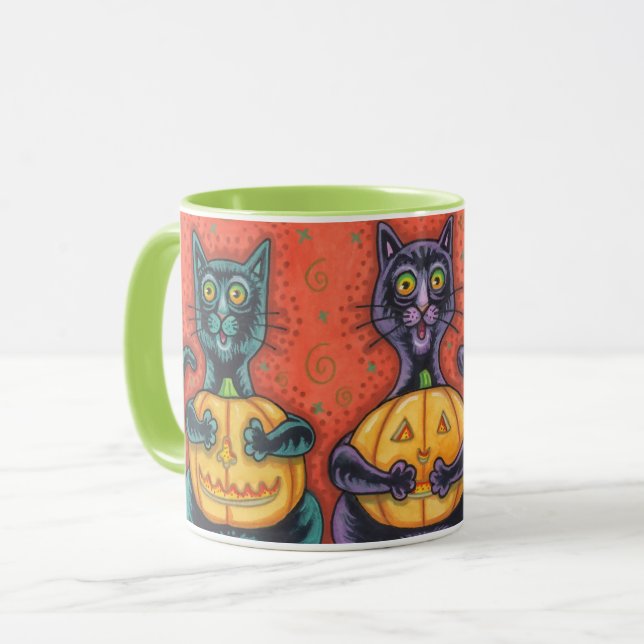 MUG NE VOYEZ AUCUN MAL CHATS NOIRS, HALLOWEEN COMBO MU (Devant gauche)