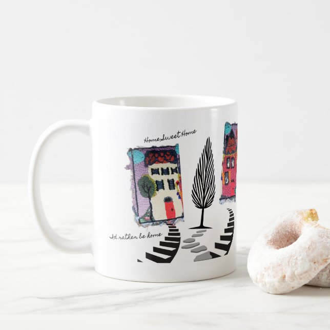 Mug Needle punch design abstract houses mug/home sweet (Avec donut)