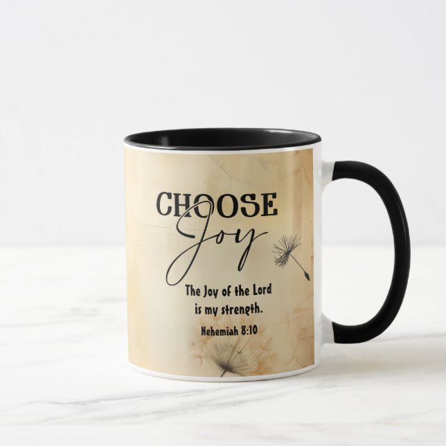Mug Néhémie 8:10 Joie du Seigneur Bible Verse Fleurs (Droite)
