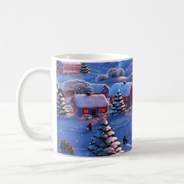 Mug Neige bleue vintage du pays des merveilles d'hiver (Gauche)