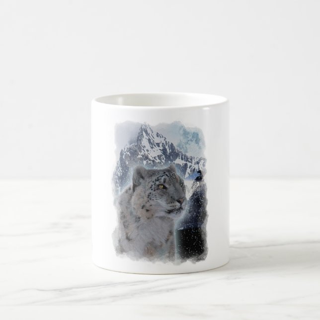 Mug NEIGE LEOPARD Espèces menacées de Gros Chat (Centre)