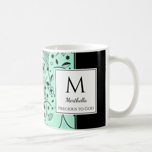 Mug Neo Mint Black Floral Customisé PRÉCIEUX À DIEU (Droite)