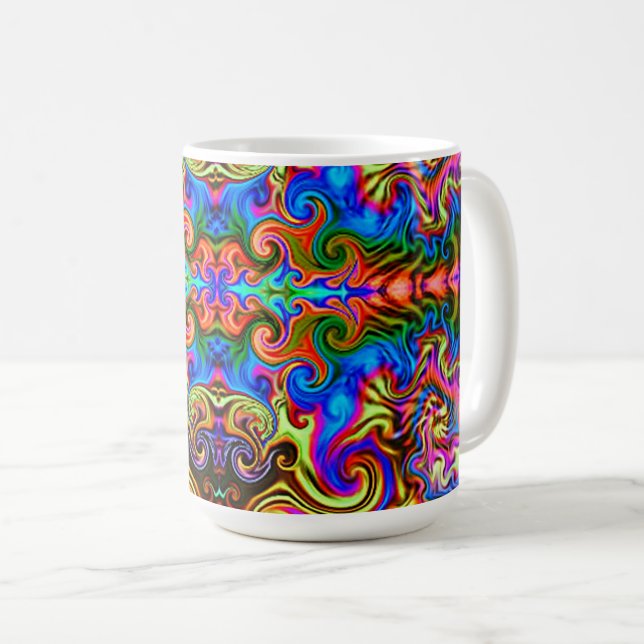 Mug Neon arc-en-ciel psychédélique super-trippy café M (Devant droit)