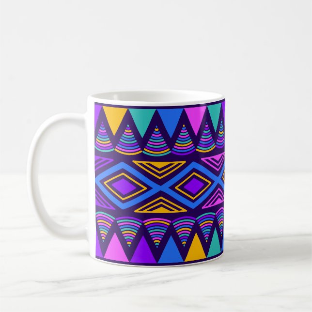 Mug Neon Blue : Tribal Navajo Motif (Gauche)