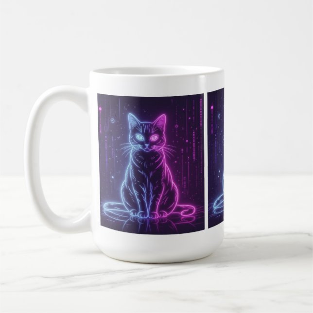 Mug **Neon Cat Design – Glowing Futuristic Feline Art* (Gauche)