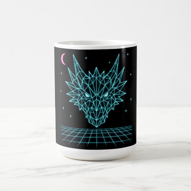 Mug Neon Dragon Synthwave – Retro Fire Beast (Centre)