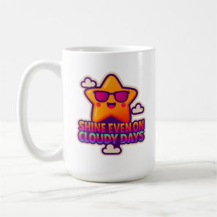 Mug Neon Kawaii Star - "Shine even on Cloudy Days"