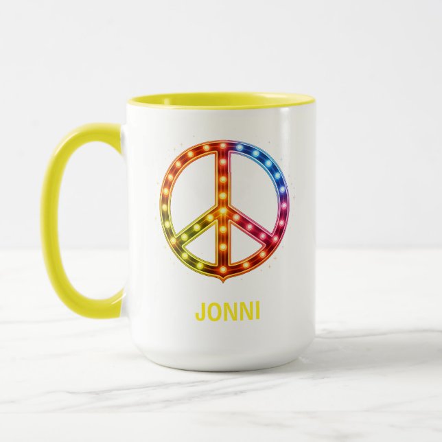 Mug Neon Lighst Peace Sign Unisex (Gauche)