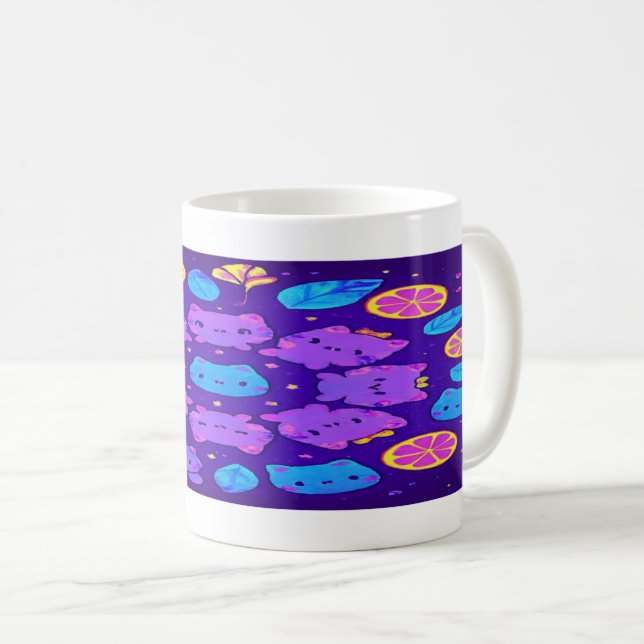 Mug : Neon Neko Citrus Mandala   (Devant droit)