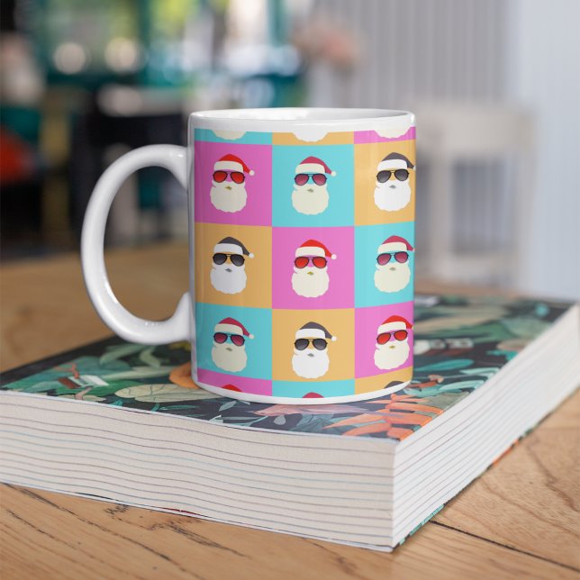 Mug Neon Père Noël avec lunettes de soleil Cool Motif  (Créateur téléchargé)