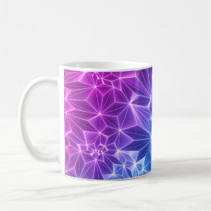 Mug Néon Polygonal : Bleu rose 3D.