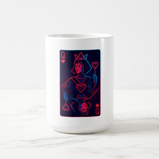 Mug Neon Queen of Hearts — Synthwave rétro-futuriste (Centre)