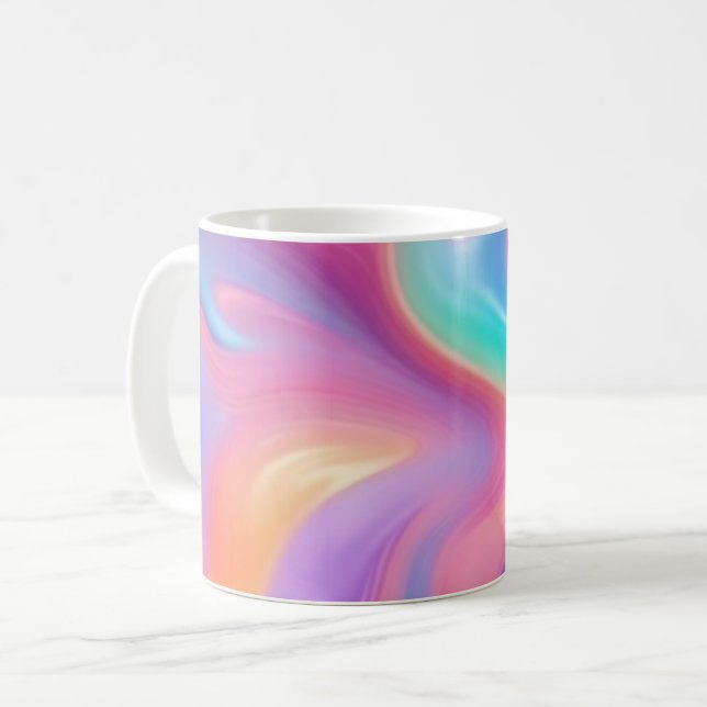 Mug Neon tendance Pink Blue vert vert vagues abstraite (Devant gauche)