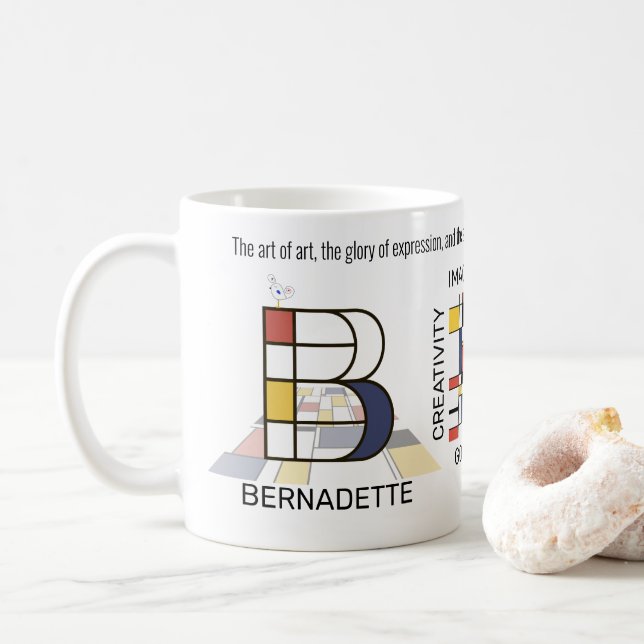 Mug Neoplasticisme Art Monogramme Stylish. Lettre B (Avec donut)