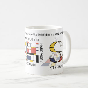 Mug Neoplasticisme Art Monogramme Stylish. Lettre S