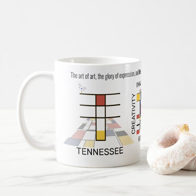 Mug Neoplasticisme Art Monogramme Stylish. Lettre T (Avec donut)