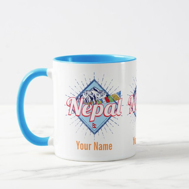 Mug Népal avec Montagnes drapeaux rétro Vintages vacan (Gauche)